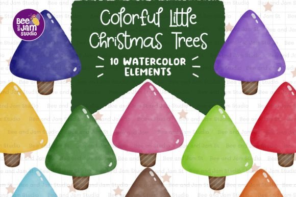 Colorful Christmas Trees Watercolor PNG: A Versatile Design for Creative Projects