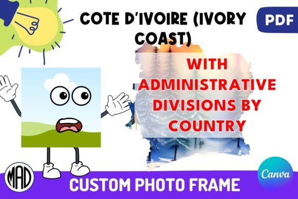 Côte D’Ivoire Divisions Photo Frame: A Unique Custom Design for Travelers, Educators, and Creatives