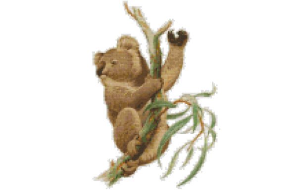 Cross Stitch Pattern Koala-gum Leaves 2
