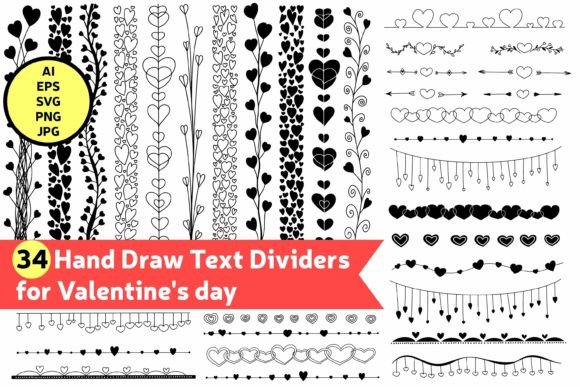 Hand Draw Text Dividers for Valentine's Day: A Creative Essential for Designers and Marketers