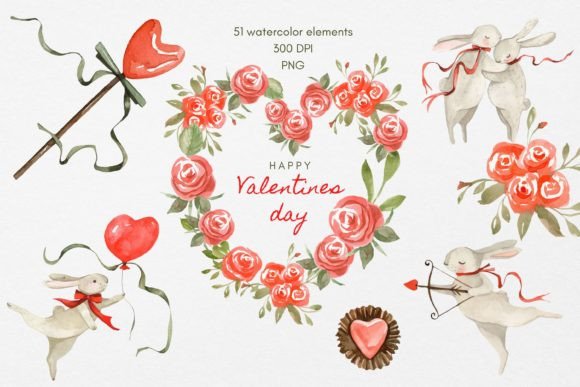 Valentine’s Watercolor Clipart